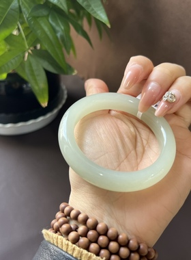 和田玉高冰晴水手镯老料正装宽版镯子38特惠节日礼物