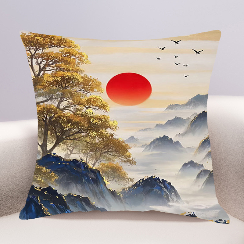 红日飞鸟十字绣抱枕2026年新款客厅沙发卧室床头靠枕小件手工满绣,居家布艺,十字绣套件,淘宝优惠券,粉丝福利购,淘宝优惠卷