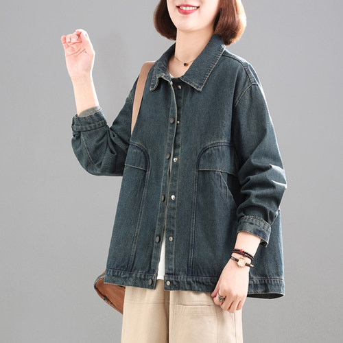 春秋大码遮肉减龄牛仔外套女新款