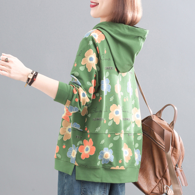 2026春韩版连帽宽松大码女士卫衣