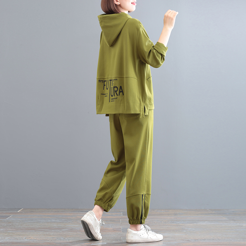 孔雀飞飞韩版大码遮肉两件套时髦休闲卫衣套装女秋季2024年新款,女装/女士精品,时尚套装,淘宝优惠券,粉丝福利购,淘宝优惠卷