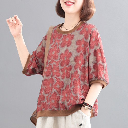 孔雀飞飞2023夏季印花T恤