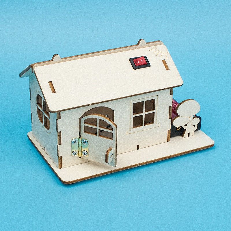 七彩灯光小屋手工科技小制作diy房子模型拼插小木屋电路科学实验