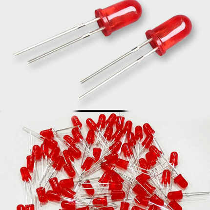 发光二极管 LED灯珠 5MM高亮度红发红 F5圆头指示灯 5mm红光