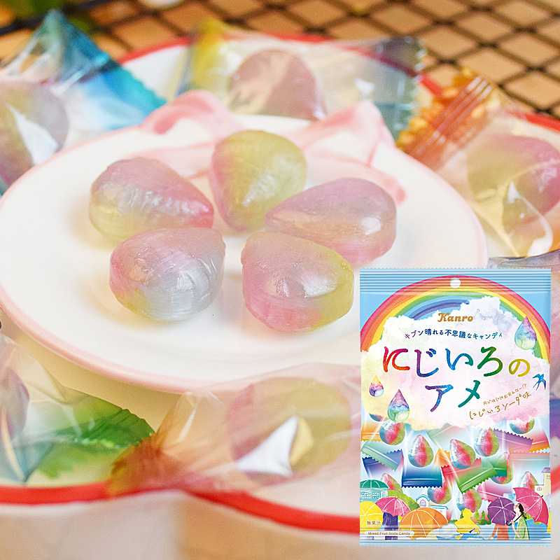 日本进口 甘乐kanro彩虹糖水滴造型水果味婚庆喜糖65g*6包/组