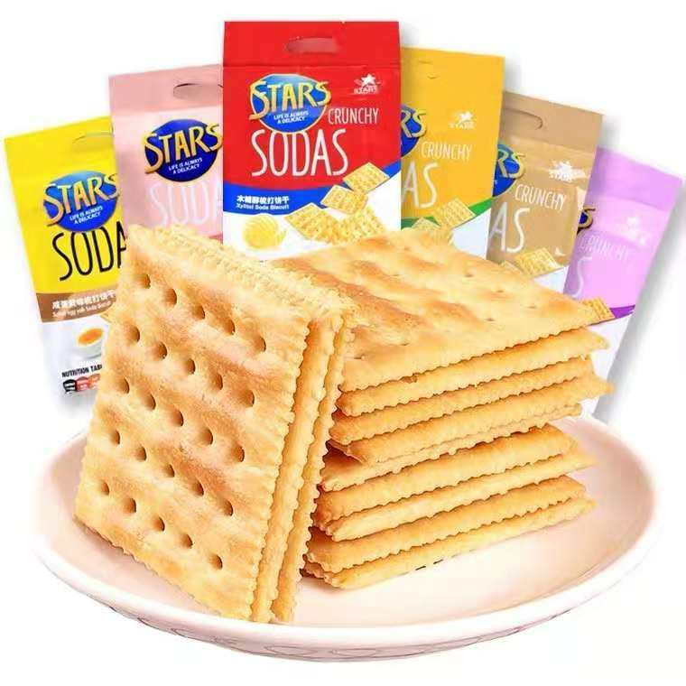 香港品牌 众星stars咸蛋黄味苏打饼干400g12袋/箱 整箱价