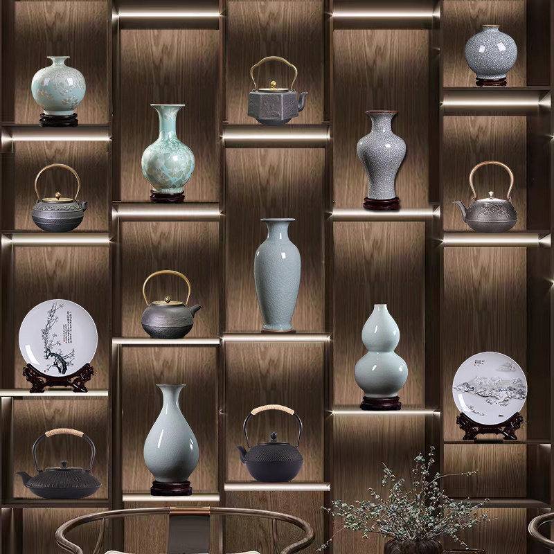 中式宋代美学茶室氛围布置茶柜博古架瓷器工艺品摆件茶壶陶瓷花瓶,家居饰品,装饰摆件,淘宝优惠券,粉丝福利购,淘宝优惠卷