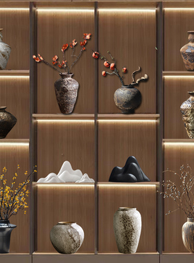 侘寂风花瓶摆件新中式复古饰品