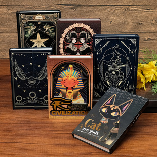 复古暗红色系哥特风笔记本便携式三折页日记本学生奖励手账本diy