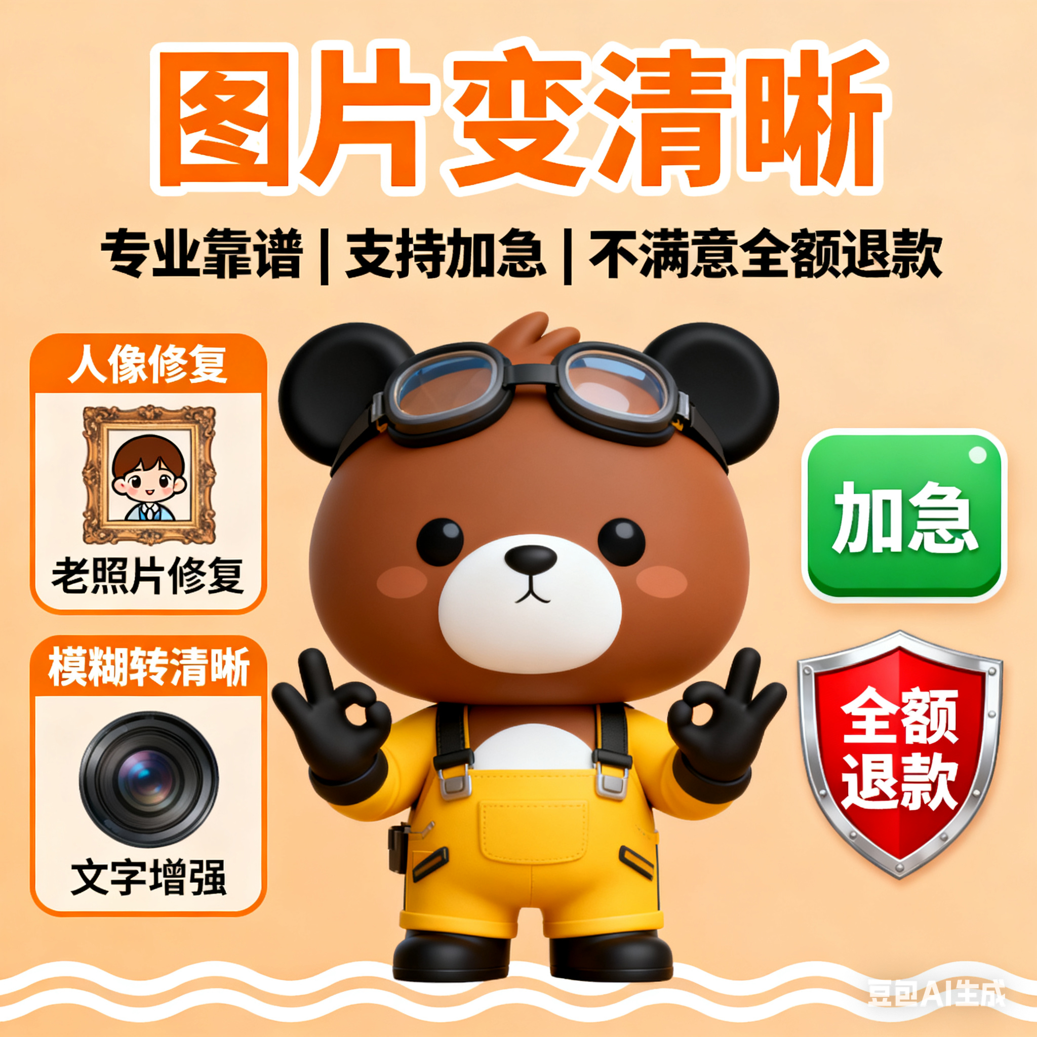 专业人像修复服务图片清晰度提升文字增强老照片修复加急