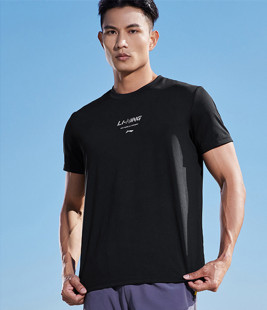 断码 李宁夏季 男子ATdry速干短袖 T恤训练跑步透气排汗ATSS493 特价