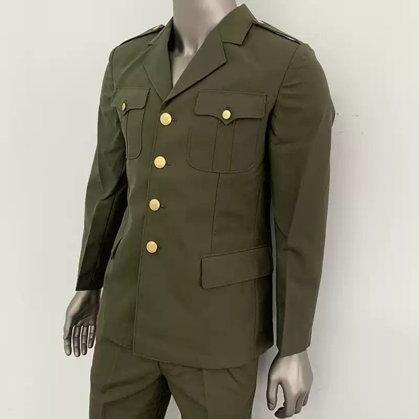 库存正品87老式军绿色夏常服套装男复古收藏经典中山装演出服男