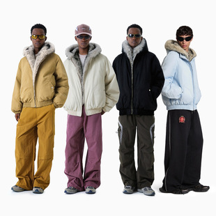 NOMORE男装 防风防泼水连帽保暖毛领棉衣 潮流座山雕棉服外套25新品