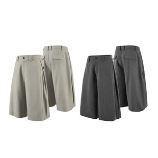 25春夏新品 七分裤 宽松弯刀西装 短裤 Cleanfit肌理感毛边不锁边短裤