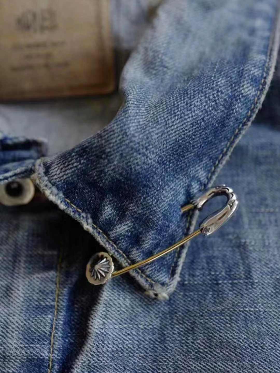 手工双鹰头胸针男小众衣服别针潮牌925纯银个性菊花钉余文乐同款