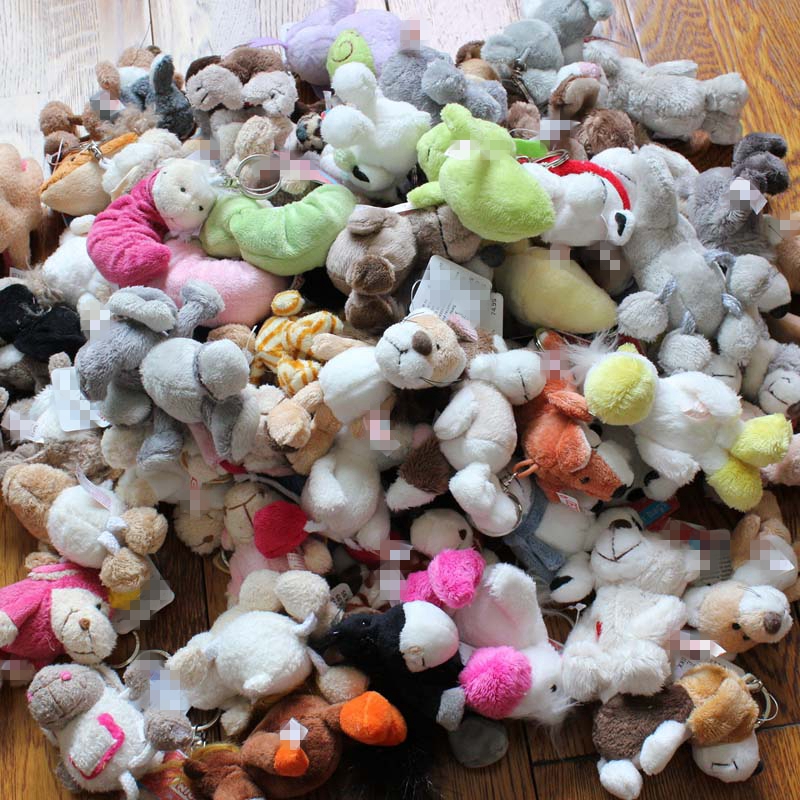 5个包邮毛绒钥匙扣抓玩具娃娃