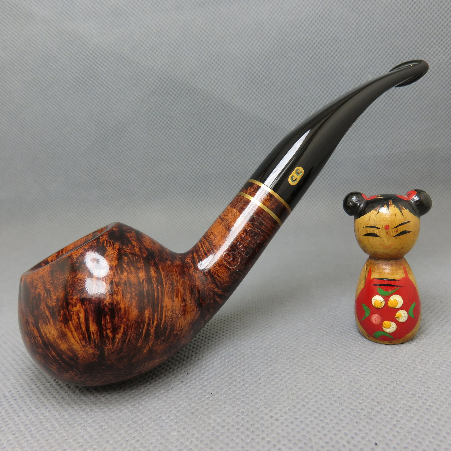 原装进口法国CC CHACOM石楠木烟斗光面弯式9mm滤芯 CLUB 871 苹果