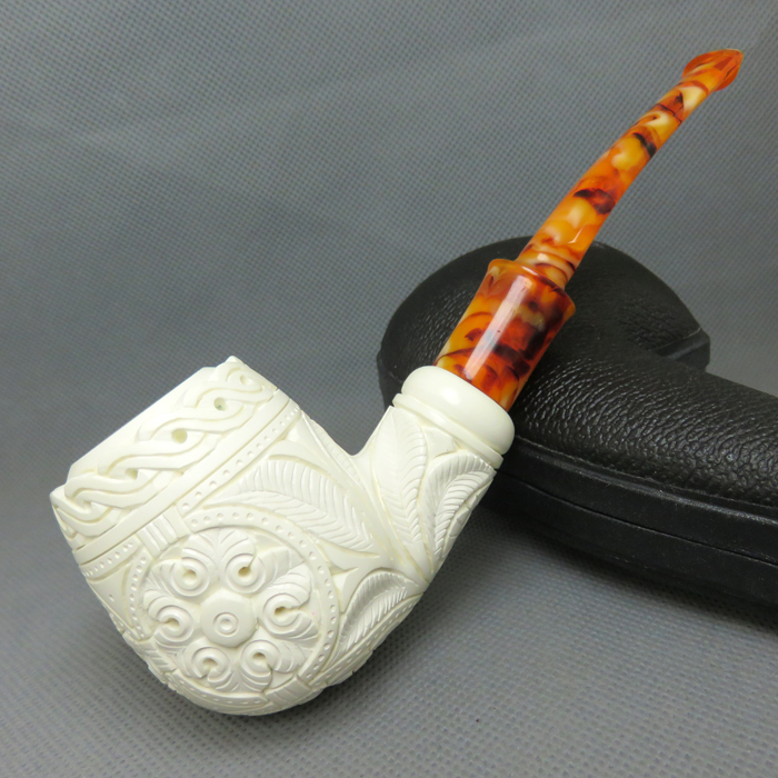 土耳其进口Hilmi cay大号海泡石烟斗原石斗师YUSUF手工雕刻花篮 3