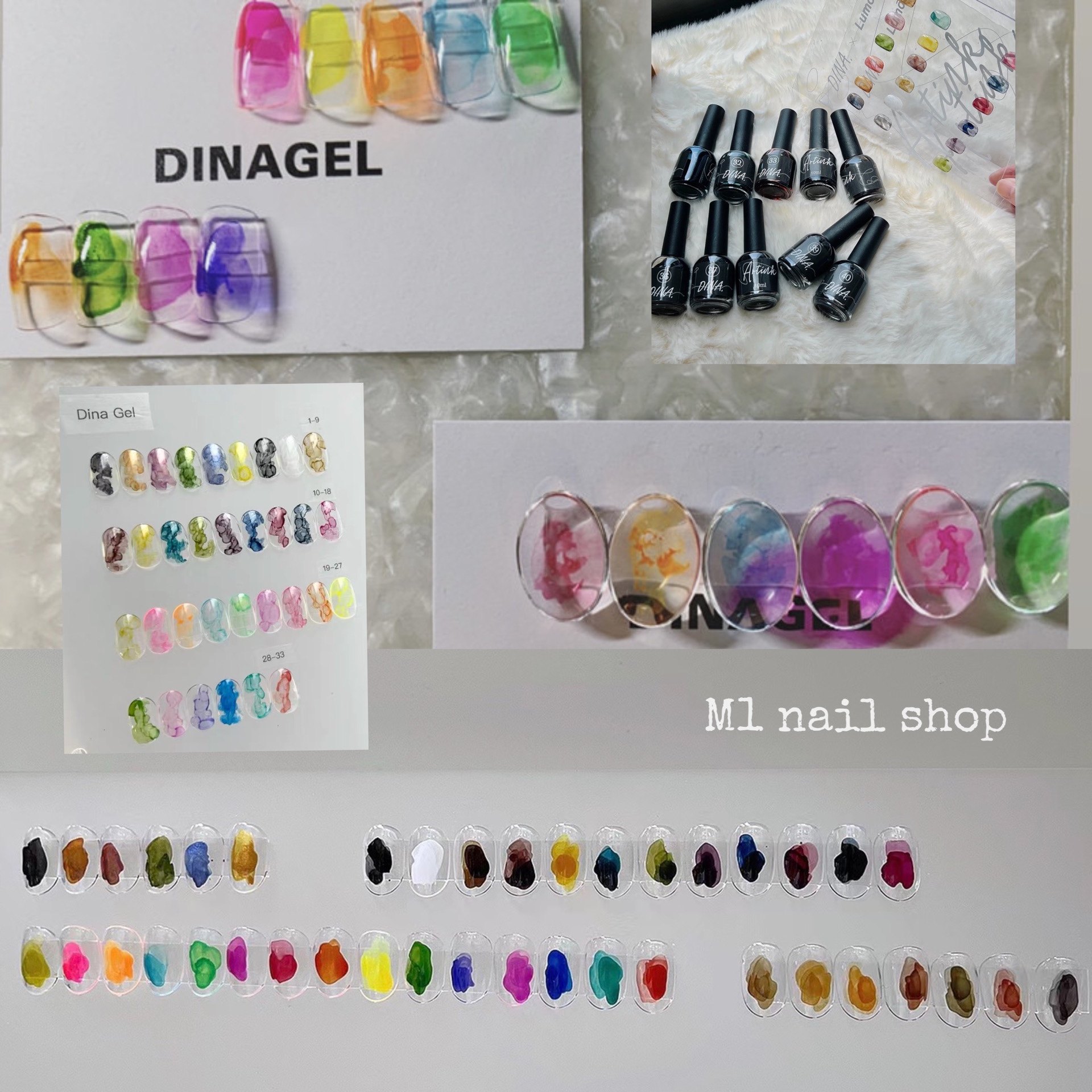 dina晕染液 日系美甲快速晕染款式速干易上色荧光色金属免照灯