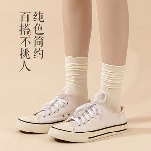 春夏韩系天鹅绒袜子女中筒袜薄款 吸汗糖果色女士堆堆袜