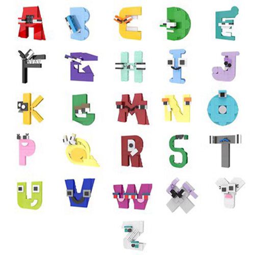 MOC创意26个字母 Alphabet Lore字母传说 益智小颗粒拼插积木摆件