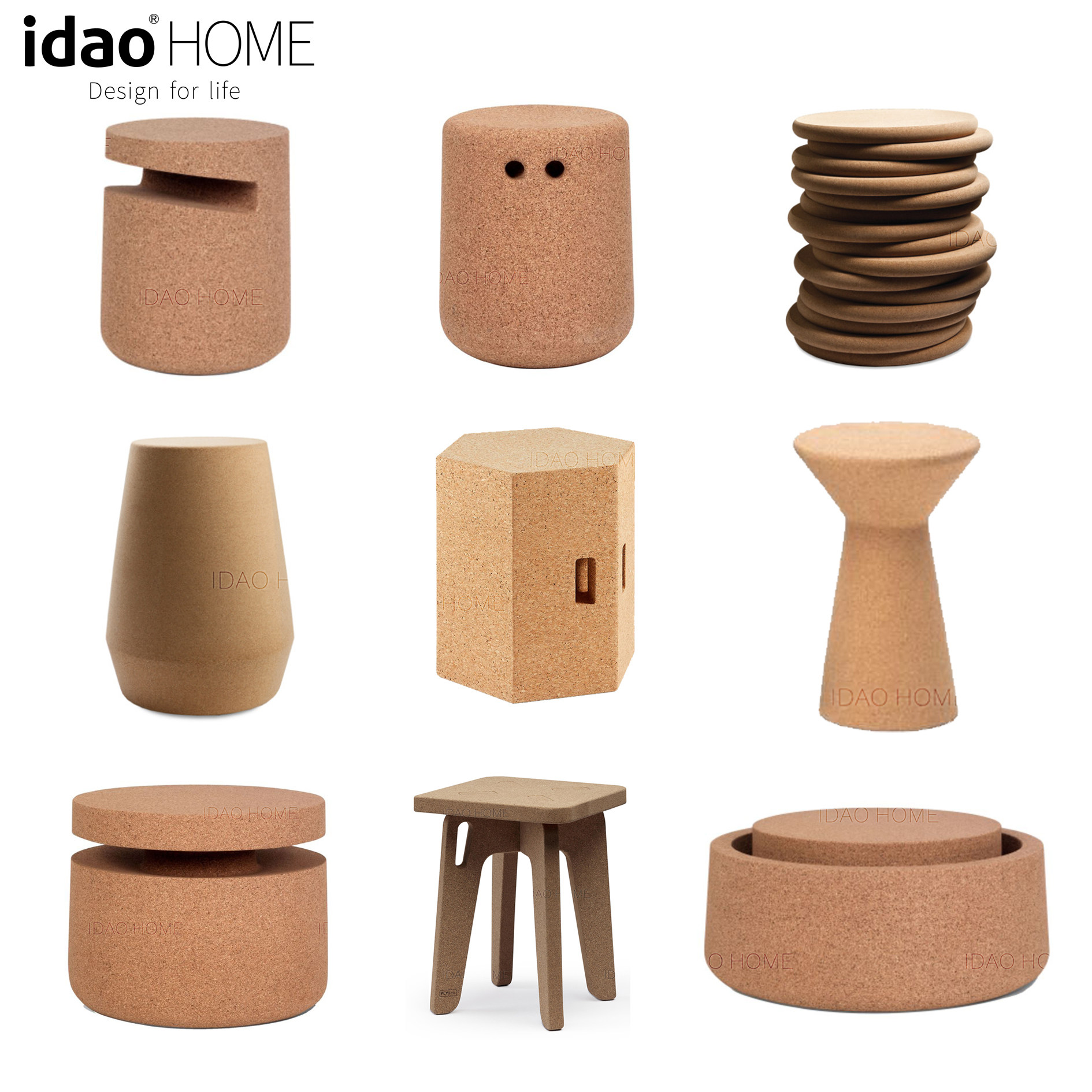 idao宜道创意软木凳子展示台装饰边桌咖啡桌个性简约艺术时尚潮流