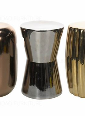 idao新古典新工艺民宿酒店会所样板房艺术坐凳墩子边几边桌镀金银