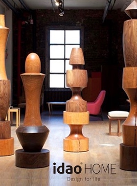 idao设计师艺术酒店摆件装饰门神装饰玄关设计装饰木柱落地摆件