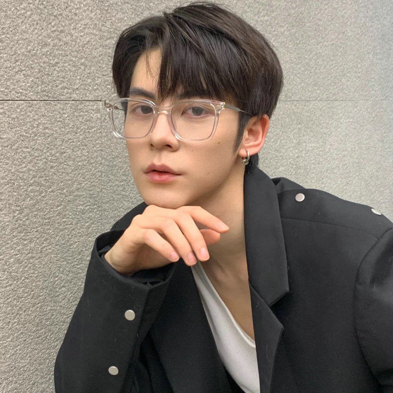 韩系ins风方框透明眼镜框男米钉防蓝光辐射平光镜素颜近视镜框女