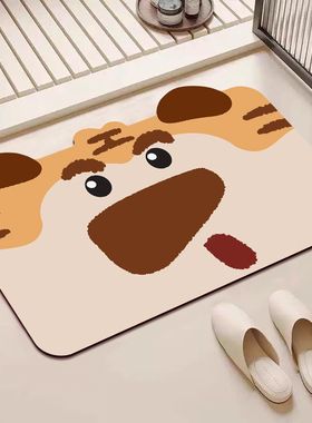 卡通动物浴室地垫硅藻泥吸水软垫卫生间门口吸水防滑垫卫生间地垫