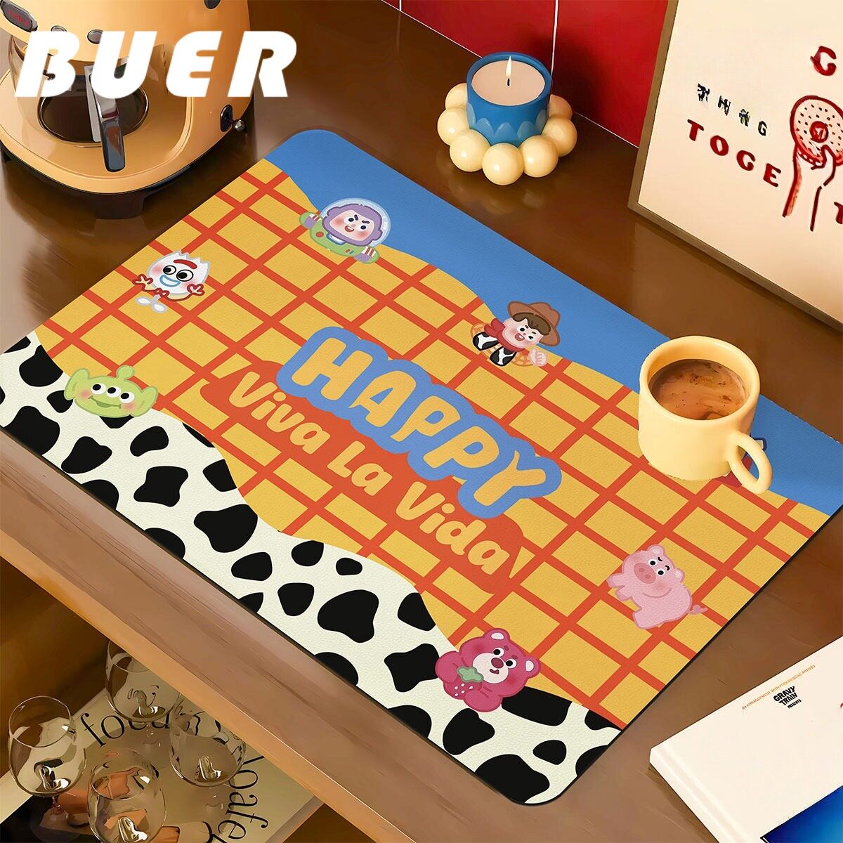 BR玩具总动员皮革餐垫防水防油餐桌垫可擦免洗隔热垫pvc杯垫碗垫