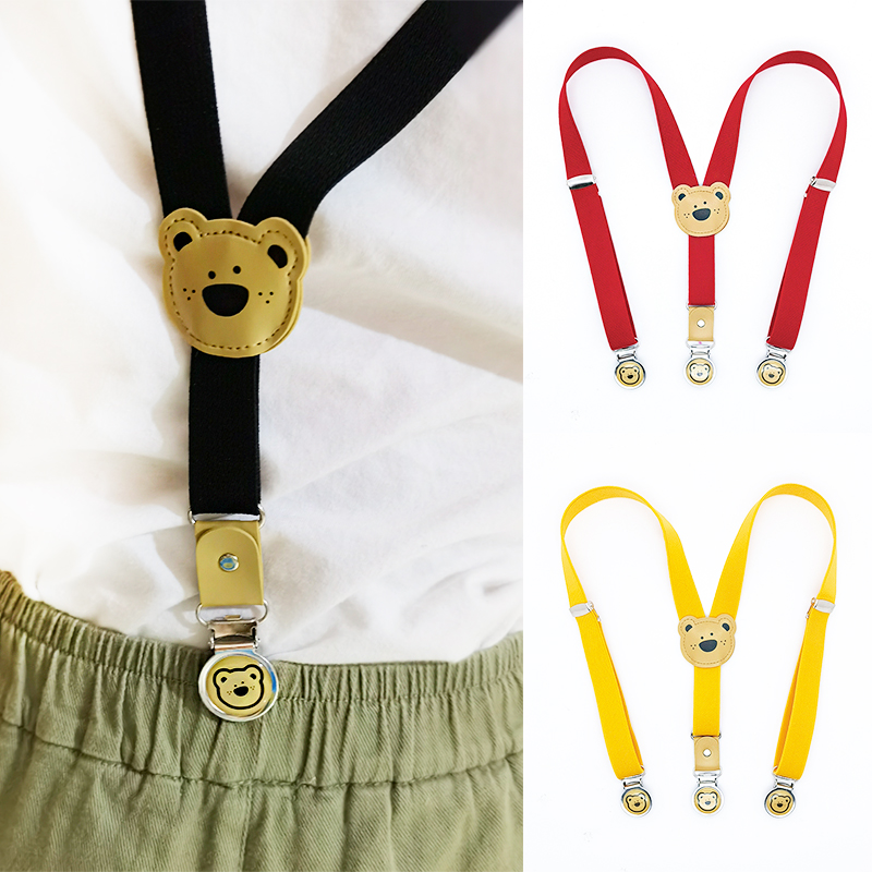 儿童小熊弹力松紧可调节背带夹