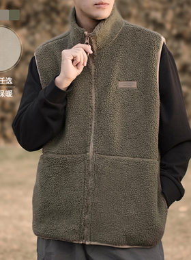 NNID复古仿羊羔绒拼接加绒加厚立领双面背心马甲男女KS026/KS116