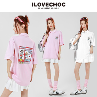 t恤宽松女式 ILOVECHOC 翻领POLO短袖 夏季 上衣小众设计甜美 新款