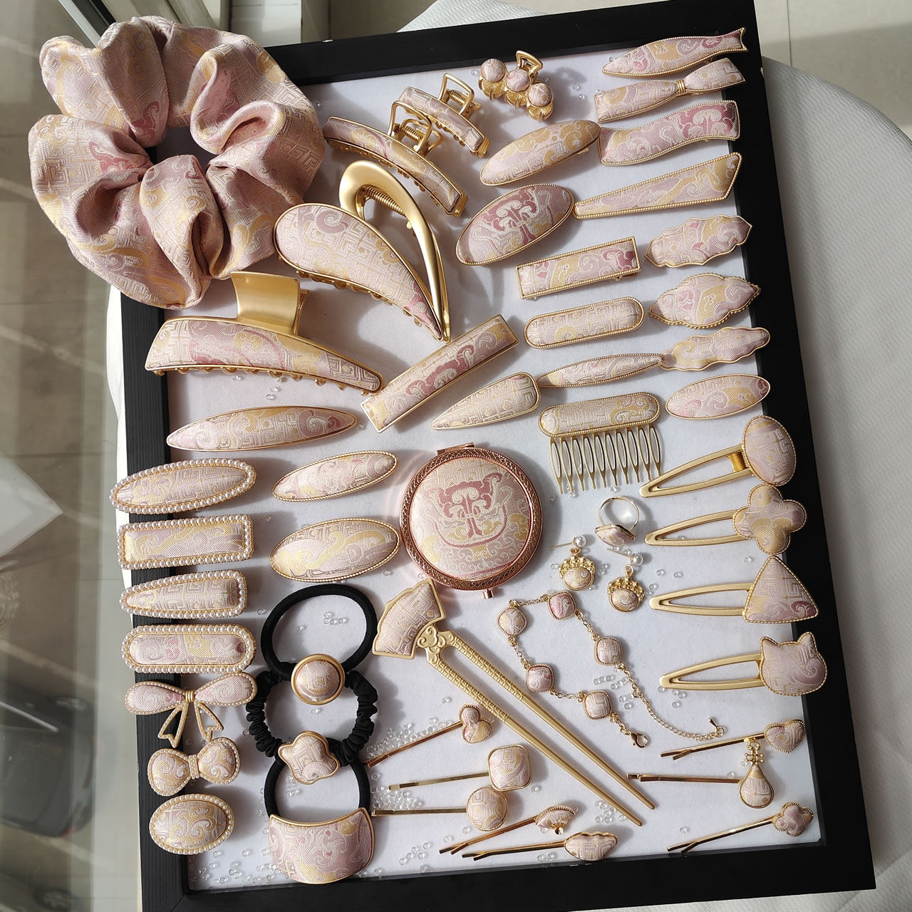 上久楷龙行云纹手工宋锦发夹抓夹发圈汉服旗袍配饰女友发饰礼物