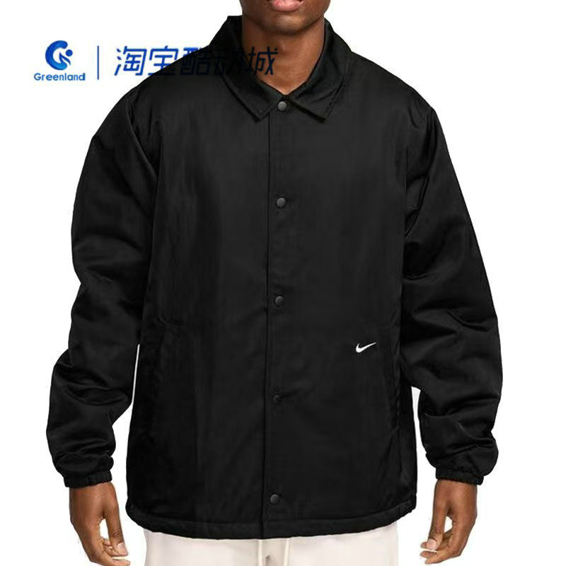 Nike耐克男子上衣72黑白印花外套运动休闲翻领梭织夹克HJ3876-010