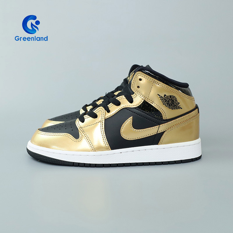 耐克Air Jordan1 Mid AJ1 男女大童金色中帮复古篮球鞋DR6967-071 运动鞋new 童鞋/青少年鞋 原图主图