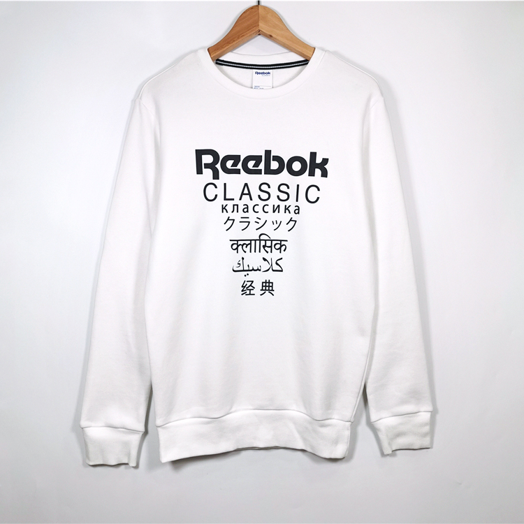 REEBOK锐步经典男女涂鸦印花同款抓绒圆领套头衫休闲运动服卫衣男-封面