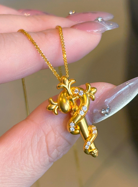 千夕 足金999权杖灵蛇黄金吊坠古典时尚情侣情人节生日礼物送女友