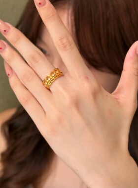 千夕足金999芭蕾花朵戒黄金戒指女款送女友七夕情人节生日礼物