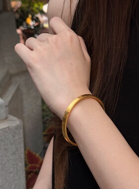 千夕 足金999米字花手镯黄金手镯女情侣情人节生日礼物送女友