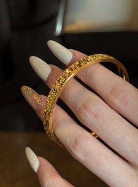 千夕 足金999樱花碎碎冰手镯黄金手镯女款情人节生日礼物送女友