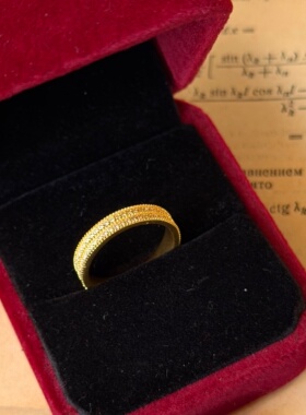 千夕足金999双排满钻戒黄金戒指可爱女款情人节生日礼物送女友