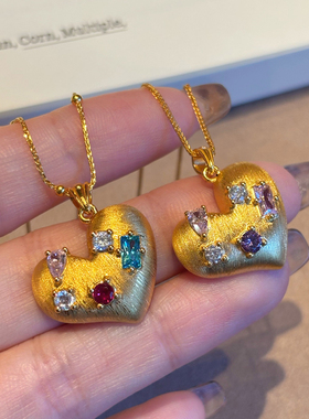 千夕 足金999多巴胺爱心吊坠女款可爱情侣情人节生日礼物送女友