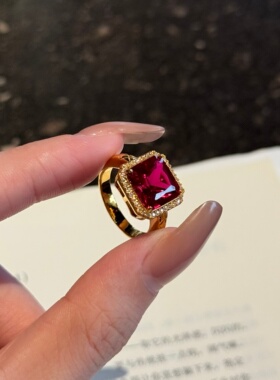 千夕足金999红色大方糖黄金戒指女款送女友七夕情人节生日礼物