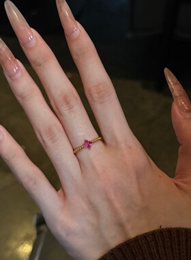 千夕足金9996D珠点戒黄金戒指女款送女友七夕情人节新年生日礼物