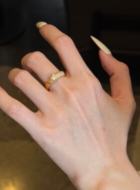 千夕 足金999绿眼豹头戒黄金戒指女款求婚情人节生日礼物送女友