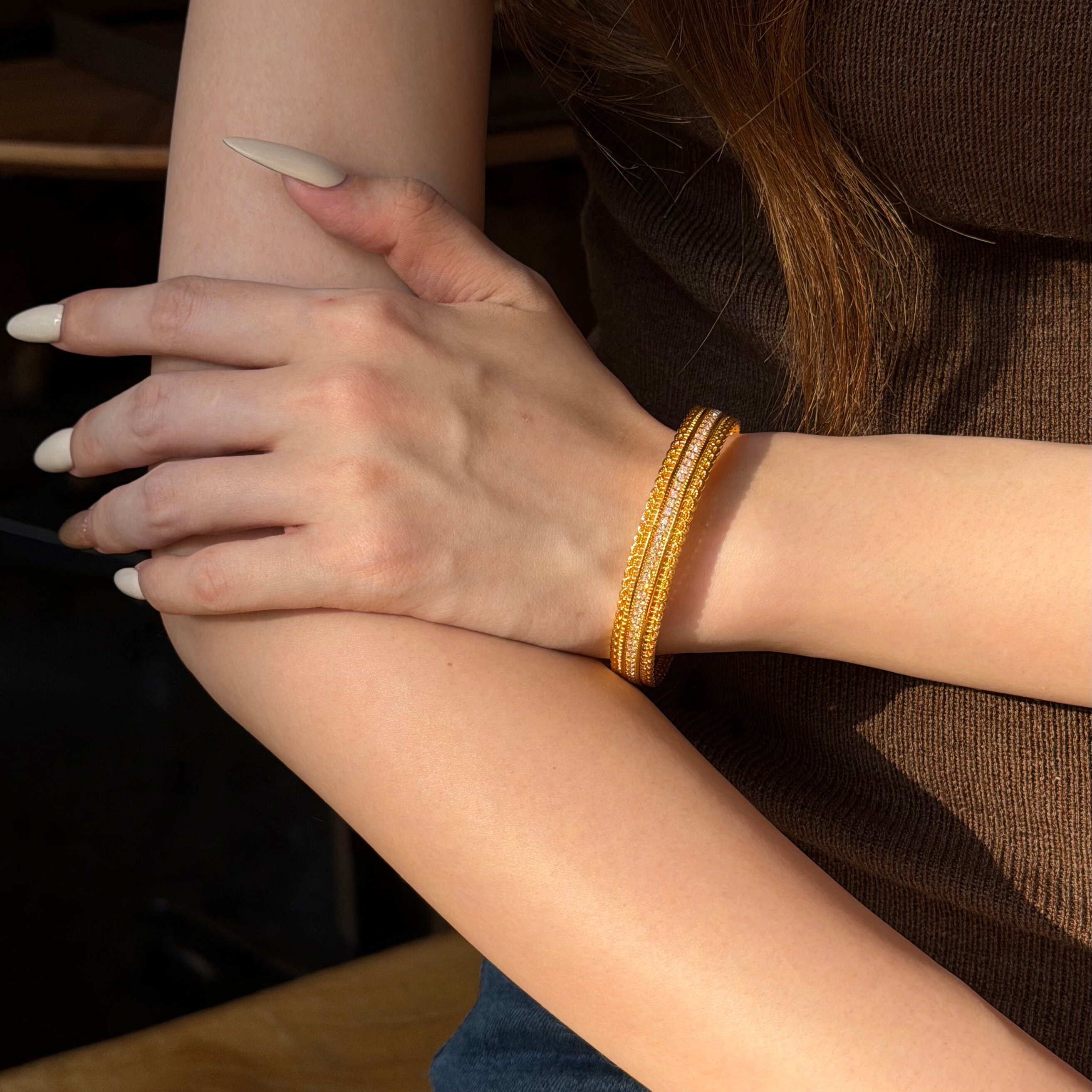 千夕 足金999满钻腰缠万贯镯黄金手镯女情侣情人节生日礼物送女友