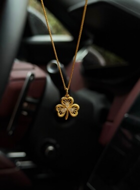 千夕 足金999三叶草戒指吊坠黄金戒指女款情人节生日礼物送女友
