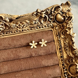 千夕 足金999清新五瓣花耳钉黄金耳坠女款情人节生日礼物送女友